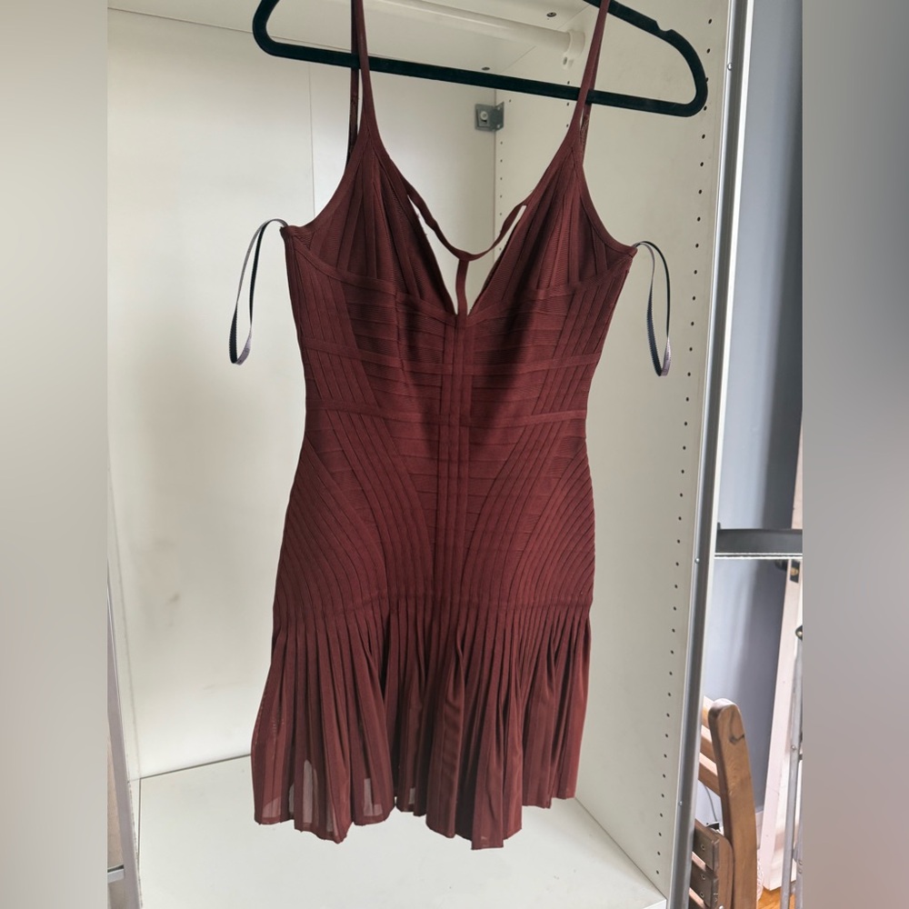Herve Leger Burgundy Mini Dress
